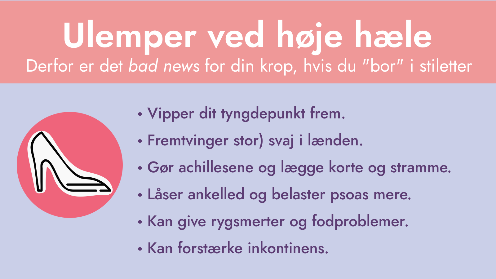 Kernemuskler høje hæle stiletter bækkenbund