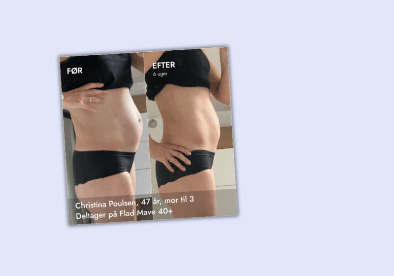 Resultat fra deltager på Flad Mave 40+ træning og vægttab i overgangsalder
